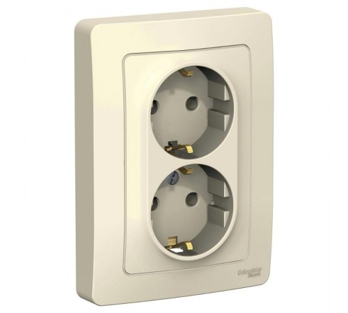 Blanca Молочный С/У Розетка 2-ая с заземлением без шторок, 16А, 250В  BLNRS001022  SE