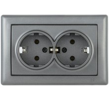 BOLERO антрацит Розетка 2-местная с/з 16А РС21-1-0-БА  ERB21-K95-16  IEK