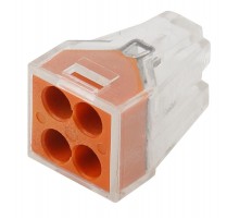 Строительно-монтажная клемма СМК NO-222-19 модель 104 4 отверстия 1.0-2.5мм2 (уп.100шт.)  Б0033393  ЭРА