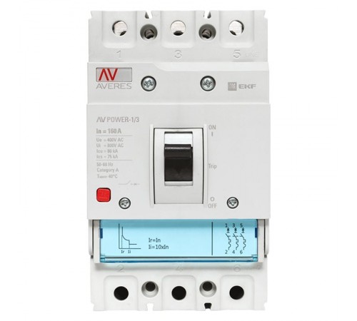 Выключатель автоматический AV POWER-1/3 160А 80kA TR AVERES  mccb-13-160H-TR-av  EKF