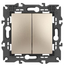 14-1106-04 Переключатель двойной, 10АХ-250В, IP20, Эра Elegance, шампань  Б0034246  ЭРА