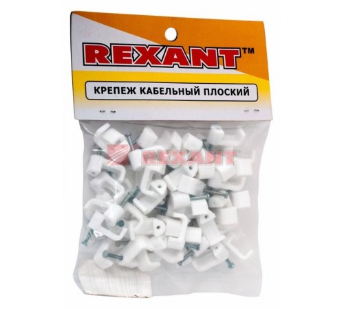 Крепеж кабеля плоский 12 х 6 мм, белый (упак. 50 шт)  07-4212  REXANT