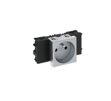 Розетка одинарная 0° Modul45connect франц. стандарт, 250 В, 16A (серебристый) (STD-F0C AL1)  6120542  OBO Bettermann