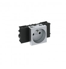 Розетка одинарная 0° Modul45connect франц. стандарт, 250 В, 16A (серебристый) (STD-F0C AL1)  6120542  OBO Bettermann