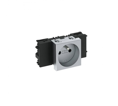 Розетка одинарная 0° Modul45connect франц. стандарт, 250 В, 16A (серебристый) (STD-F0C AL1)  6120542  OBO Bettermann