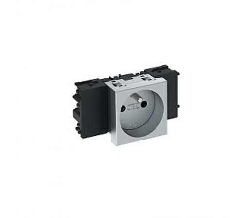 Розетка одинарная 0° Modul45connect франц. стандарт, 250 В, 16A (серебристый) (STD-F0C AL1)  6120542  OBO Bettermann