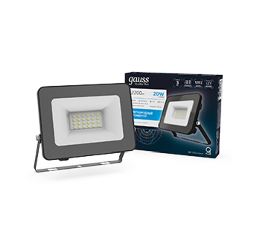 Прожектор светодиодный Qplus 20W 1800lm IP65 6500К черный   613511320  Gauss