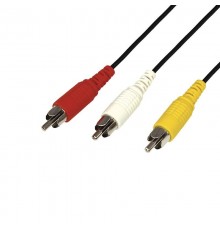 Шнур 3 RCA - 3 RCA, длина 10 метров, черный  17-0207  REXANT