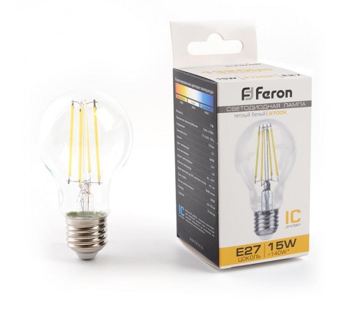 Лампа светодиодная, (15W) 230V E27 2700K, LB-615  38241  FERON