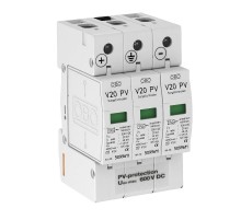 Устройства защиты от импульсных перенапряжений УЗИП для фотогальванических сетей 3 пол. (Класс II), 600 В (V20-C 3PH-600)  5094605  OBO Bettermann