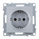 SUNO Силовая розетка 2К+З 16А 250В с защитными шторками.Безвинтовые зажимы. Цвет "Алюминий"  721320  Legrand