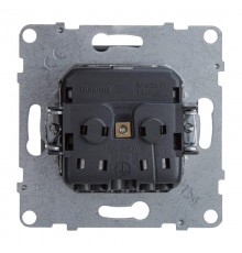 SUNO Силовая розетка 2К+З 16А 250В с защитными шторками.Безвинтовые зажимы. Цвет "Алюминий"  721320  Legrand