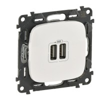 Valena ALLURE Белый Розетка 2-ая USB 240В/5В 1500мА (с лицевой панелью)  754995  Legrand