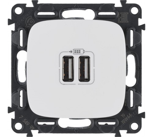 Valena ALLURE Белый Розетка 2-ая USB 240В/5В 1500мА (с лицевой панелью)  754995  Legrand