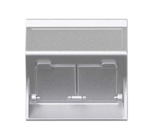 Simon CIMA 500 Адаптер для 2 шт RJ-45 CJ545.., CJ645.., CJ6A45F + MD67, наклон, крышки, 50х50мм, 500CIMA, алюминий  50000086-033  Simon