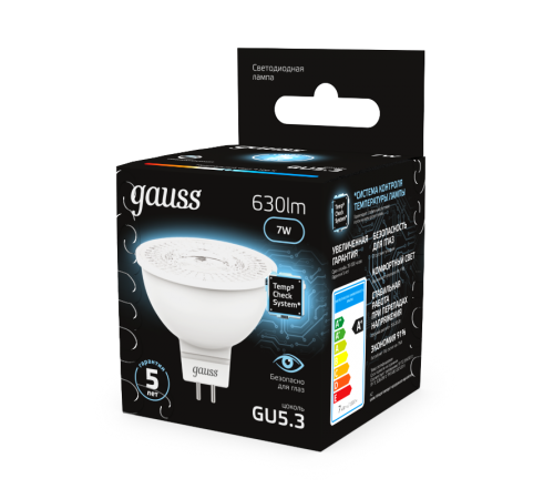 Лампа светодиодная LED 7Вт GU5.3 220В 4100К MR16  101505207  Gauss