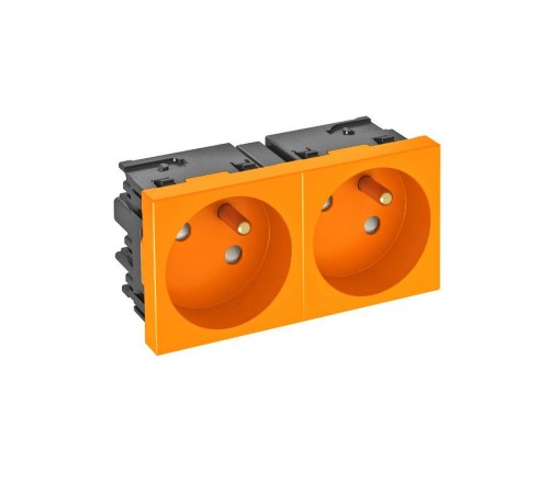 Розетка двойная 33° Modul45connect, франц. стандарт, 250 В, 16A (оранжевый) (STD-F3C ROR2)  6120674  OBO Bettermann