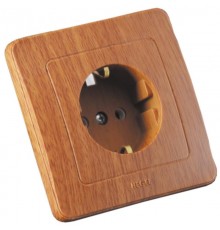 Розетка скрытой установки, одноместная, с заземляющим контактом, цвет дуб  РС16-311-05  HEGEL