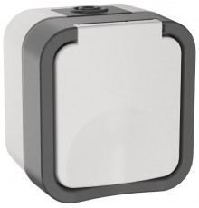 TORS Розетка 1-я с з/к кр. 16А IP55 TS220 белый  TS-R16-16-55-K41  IEK