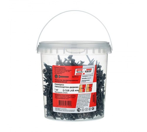 Саморез ШСГД 3,5х45 редкая резьба (1кг) - ведро  125379  Tech-KREP
