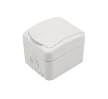 Розетка одноместная (керамика) Mini OG IP54, с заземлением, о/у, белая  KR-78-0605  Kranz