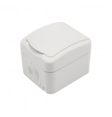 Розетка одноместная (керамика) Mini OG IP54, с заземлением, о/у, белая  KR-78-0605  Kranz