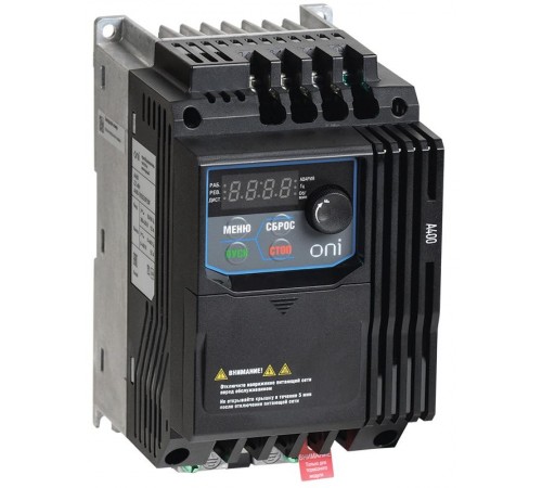 Преобразователь частоты A400 220В, 1Ф 1,5 kW 7,5А серии ONI  A400-21E015IP20F  ONI