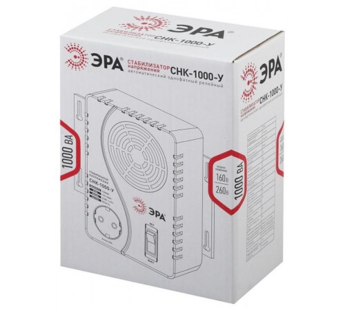 СНК-1000-У  ЭРА Стабилизатор напр. компакт, универс., 160-260В/220В, 1000ВА  Б0031064  ЭРА