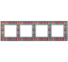 14-5104-00 Рамка на 4 поста, стекло, Elegance, прозрачный+бел (5/25/1200)  Б0034523  ЭРА