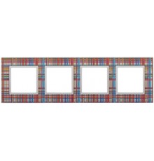 14-5104-00 Рамка на 4 поста, стекло, Elegance, прозрачный+бел (5/25/1200)  Б0034523  ЭРА