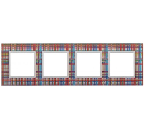 14-5104-00 Рамка на 4 поста, стекло, Elegance, прозрачный+бел (5/25/1200)  Б0034523  ЭРА