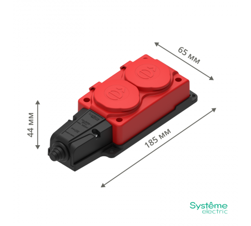 Колодка 2 гнезда 2К+З каучуковая 16А/250В IP44 Красная MultiSet  MST4122RD  SE