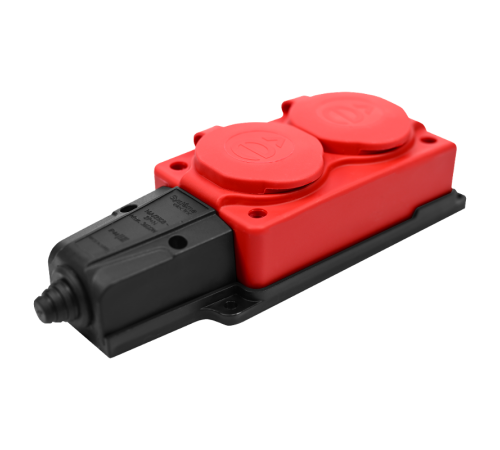 Колодка 2 гнезда 2К+З каучуковая 16А/250В IP44 Красная MultiSet  MST4122RD  SE