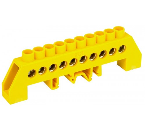 Шина PE "земля" в комбинированном DIN-изоляторе"Стойка" ШНИ-8х12-10-КС-Ж  YNN10-812-10DP-K05  IEK