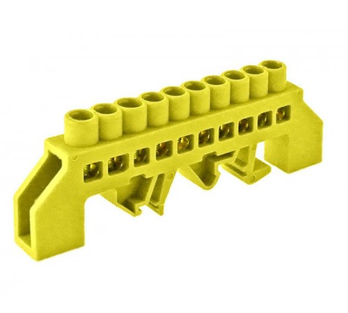 Шина PE "земля" в комбинированном DIN-изоляторе"Стойка" ШНИ-8х12-10-КС-Ж  YNN10-812-10DP-K05  IEK