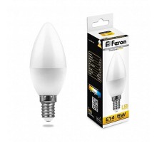 Лампа светодиодная LB-72 (5W) 230V E14 2700K свеча  25400  FERON