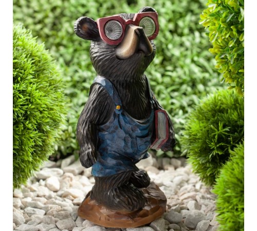 Cветильник садовый декоративный SL-RSN27-BEAR1 на солнечной батарее, полистоун, цветной, 27 см  Б0018812  ЭРА