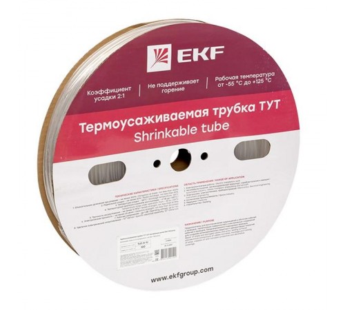 Термоусаживаемая трубка ТУТ 6/3 прозрачная рулон PROxima  tut-6-tr  EKF