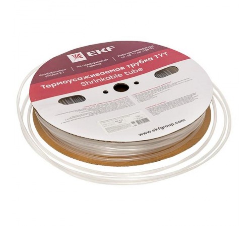Термоусаживаемая трубка ТУТ 6/3 прозрачная рулон PROxima  tut-6-tr  EKF