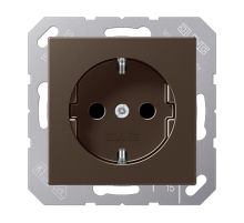 Штепсельная розетка SCHUKO 16А / 250В, с защитными шторками, пружинные зажимы; дюропласт; мокко; A500  A1520KIMO  Jung