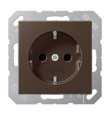 Штепсельная розетка SCHUKO 16А / 250В, с защитными шторками, пружинные зажимы; дюропласт; мокко; A500  A1520KIMO  Jung