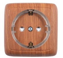 Розетка открытой установки, одноместная, с заземляющим контактом, со шторкой, цвет дуб  РА16-172-05  HEGEL