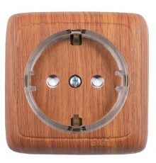 Розетка открытой установки, одноместная, с заземляющим контактом, со шторкой, с монтажной пластиной, цвет дуб  РА16-176-05  HEGEL