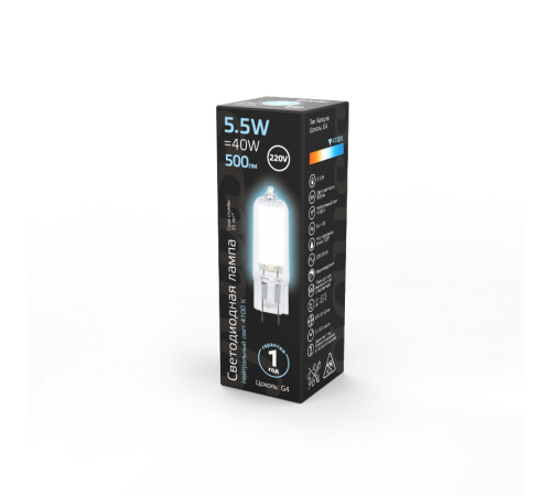 Лампа светодиодная Black LED G4 AC220-240V 5.5W 500lm 4100K Glass  107807205  Gauss