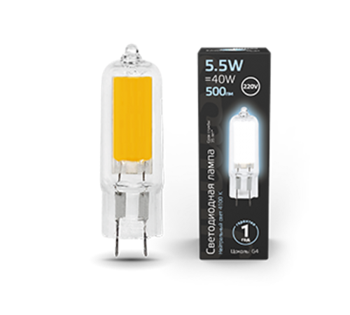 Лампа светодиодная Black LED G4 AC220-240V 5.5W 500lm 4100K Glass  107807205  Gauss
