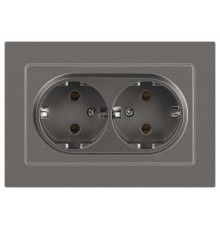 Розетка Intro Accent 6-205-09 двойная 2X2P+E Schuko, 16А-250В, IP20, СУ, AL/CU, титан  Б0063500  Intro