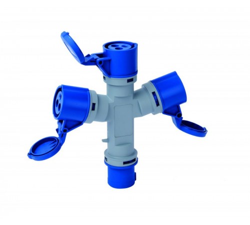 Адаптер трехлучевой 2Р+РЕ 16А 250В IP44 АП-103  26290DEK  DEKraft