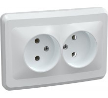 ВЕГА белый Розетка 2-местная б/з 10А РС12-2-ВБ  ERV20-K01-10-DM  GENERICA