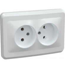 ВЕГА белый Розетка 2-местная б/з 10А РС12-2-ВБ  ERV20-K01-10-DM  GENERICA