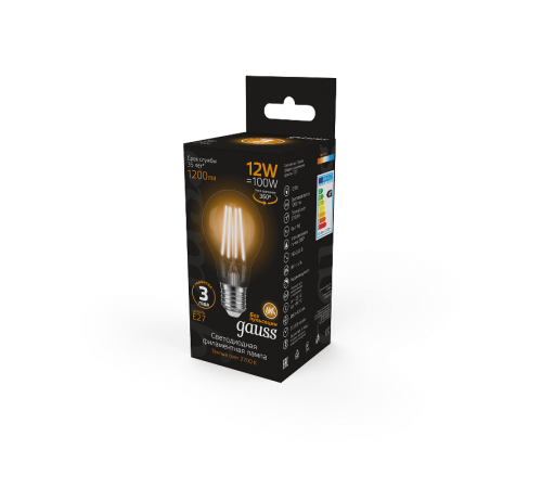 Лампа светодиодная Filament А60 12W 1200lm 2700К Е27 LED  102902112  Gauss
